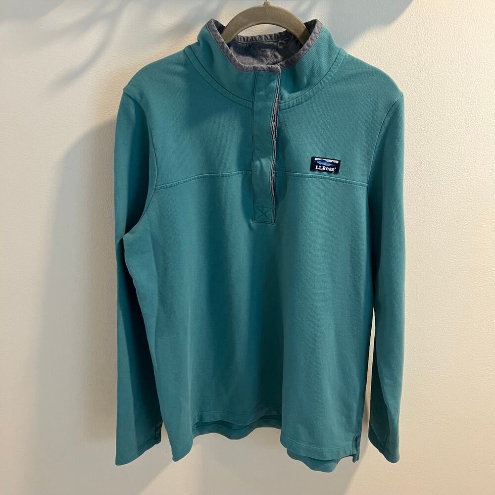 L.L.Bean Teal Blue 100% Cotton Pullover Sweatshirt Size M